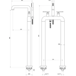 Crosswater Union Freestanding Matt Black Bath Filler & Shower Kit with Lever Handles