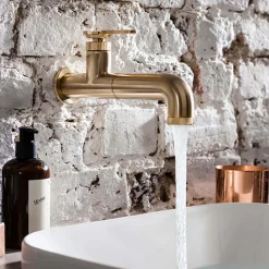 Crosswater Union 1 Hole Wall Mounted Basin Mixer Tap - Brushed Brass