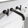 Crosswater Union 3 Hole Wall Mounted Basin Mixer Tap with Levers - Brushed Black Chrome
