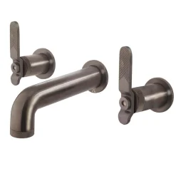 Crosswater Union 3 Hole Wall Mounted Basin Mixer Tap with Levers - Brushed Black Chrome