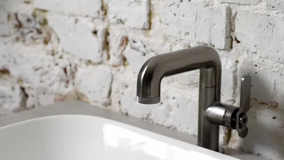 Crosswater Union 3 Hole Wall Mounted Basin Mixer Tap with Wheels - Brushed Black Chrome