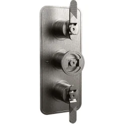Crosswater Union 3 Outlet 3 Handle Concealed Thermostatic Shower Valve with Wheel & Levers - Brushed Black Chrome
