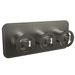 Crosswater Union 3 Outlet Landscape Concealed Thermostatic Shower Valve with Wheels - Brushed Black Chrome