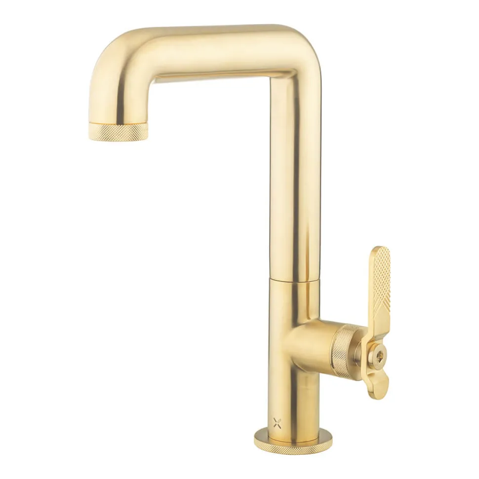 Crosswater Union Tall Basin Mixer Tap - Brushed Brass