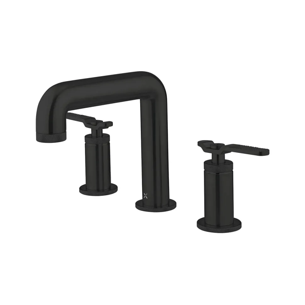 Crosswater Union WRAS Approved 3 Hole Basin Mixer Tap with Levers - Matt Black