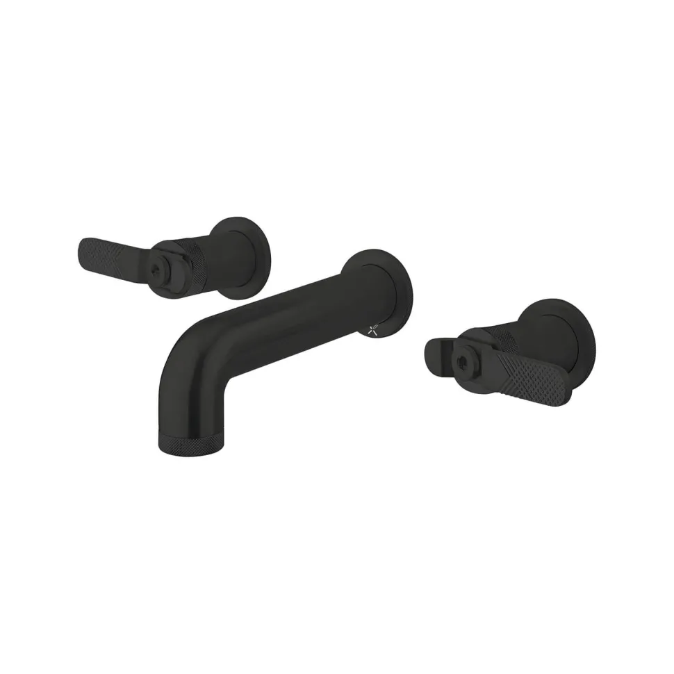 Crosswater Union WRAS Approved 3 Hole Wall Mounted Basin Mixer Tap with Levers - Matt Black