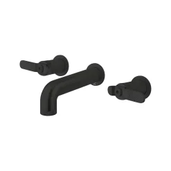 Crosswater Union WRAS Approved 3 Hole Wall Mounted Basin Mixer Tap with Levers - Matt Black