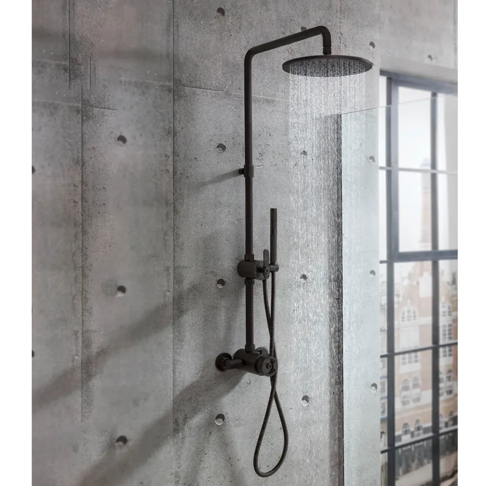 Crosswater Union WRAS Approved Multifunction Thermostatic Shower Kit with Valve, Rigid Riser & Shower Handset - Matt Black