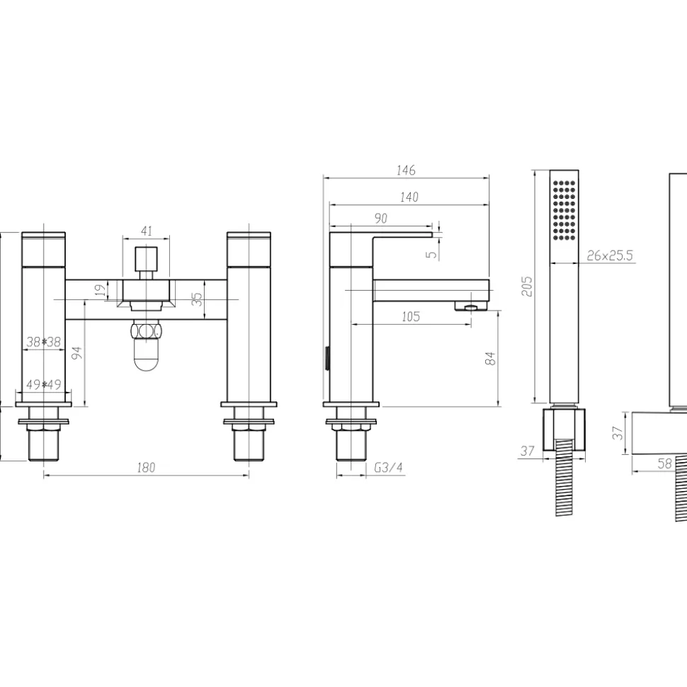 Crosswater Verge Bath Shower Mixer Tap & Kit