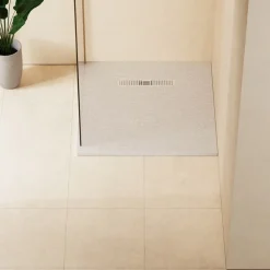 Crosswater Vito 25mm Dolomite Stone Resin Textured Square 900 x 900mm Shower Tray with Linear Waste Cover