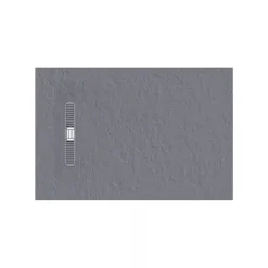 Crosswater Vito 25mm Dolomite Stone Resin Textured Rectangular Shower Tray with Linear Waste Cover