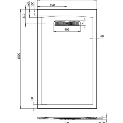 Crosswater Vito 25mm Dolomite Stone Resin Textured Rectangular Shower Tray with Linear Waste Cover