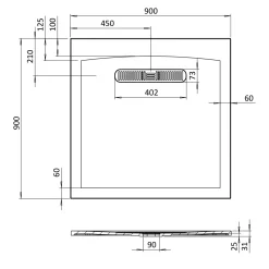 Crosswater Vito 25mm Dolomite Stone Resin Square Shower Tray with Linear Waste Cover