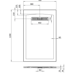 Crosswater Vito 25mm Dolomite Stone Resin Rectangular Shower Tray with Linear Waste Position