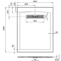 Crosswater Vito 25mm Dolomite Stone Resin Rectangular Shower Tray with Linear Waste Position