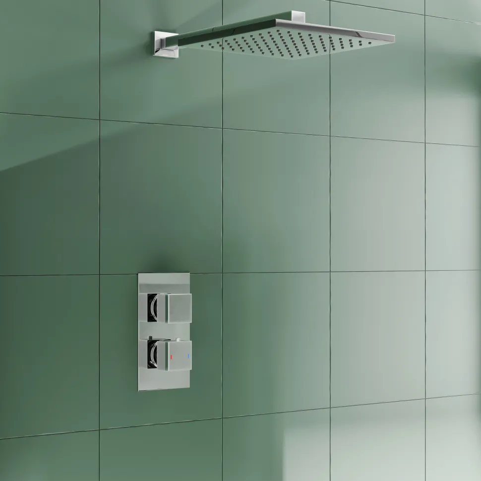 Delilah Concealed Thermostatic Shower Valve & ABS Fixed Shower Head