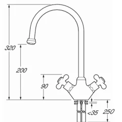 Deva Venetian Traditional Monobloc Kitchen Mixer With Swivel Spout