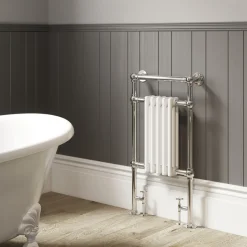 DQ Heating Lynford Floor Mounted Traditional Heated Towel Rail - 952 x 685mm - Polished Gold