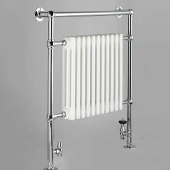 DQ Heating Lynford Floor Mounted Traditional Heated Towel Rail - 952 x 685mm - Polished Gold