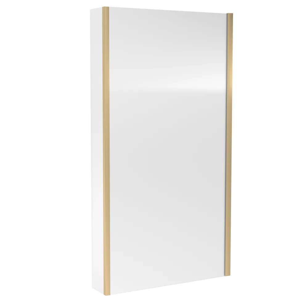 Drench Brushed Brass L-Shaped Fixed Bath Screen - 1435 x 800mm
