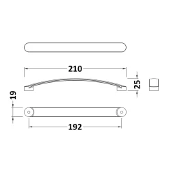 Drench Curved D Bar Furniture Handle - 192mm Centres