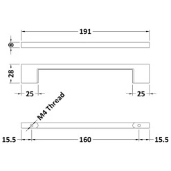 Drench D Bar Furniture Handle - 160mm Centres