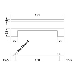 Drench D Bar Furniture Handle - 160mm Centres