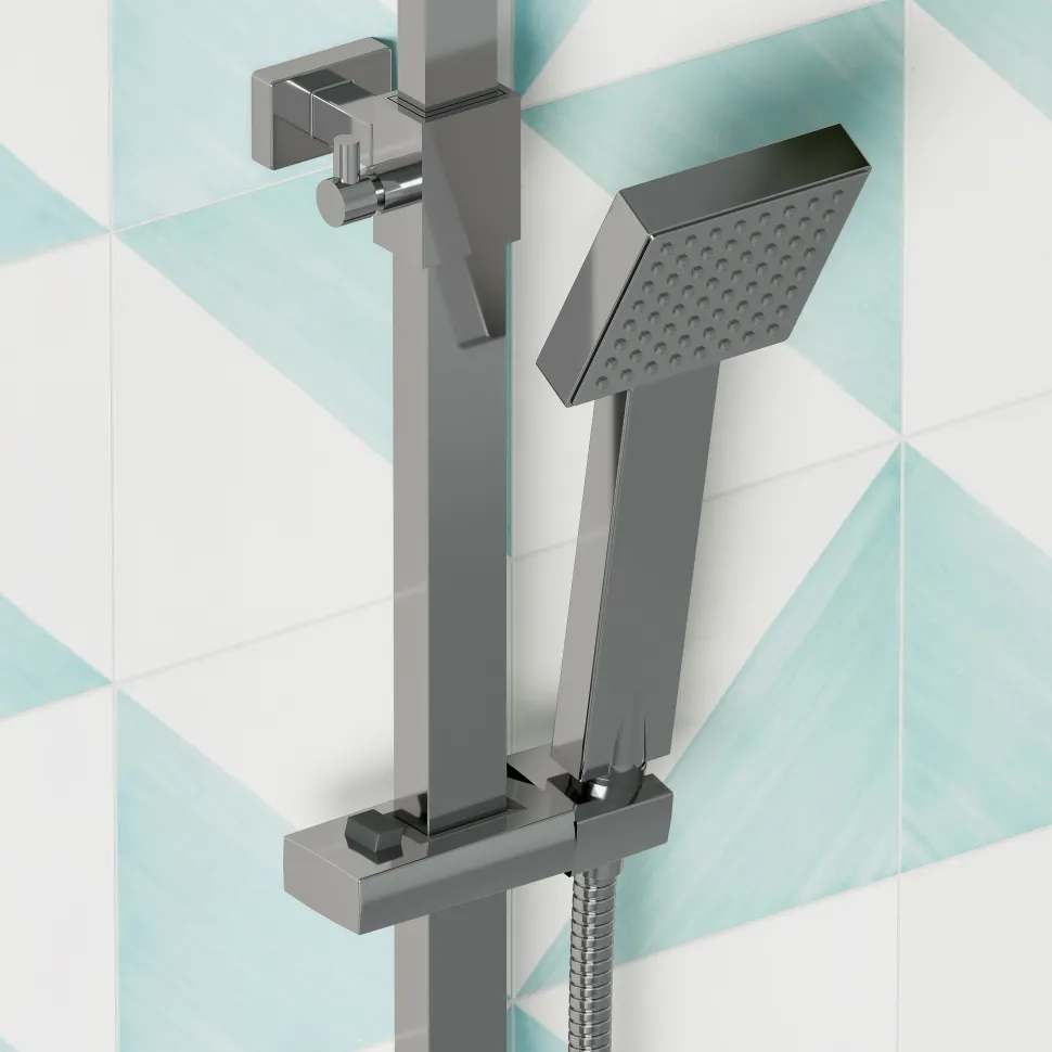 Drench Exposed Square Rigid Riser Thermostatic Shower Kit