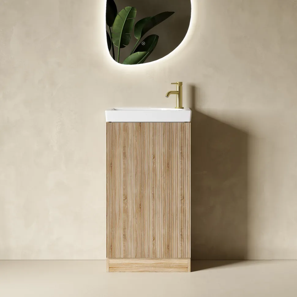 Drench Groove 460mm Fluted Floorstanding Cloakroom Vanity Unit & Basin