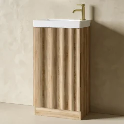 Drench Groove 460mm Fluted Floorstanding Cloakroom Vanity Unit & Basin