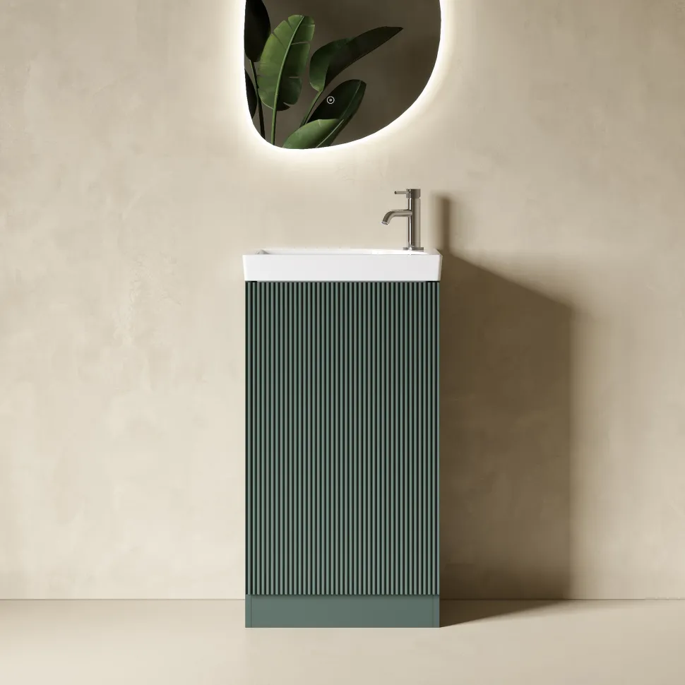 Drench Groove 460mm Fluted Floorstanding Cloakroom Vanity Unit & Basin