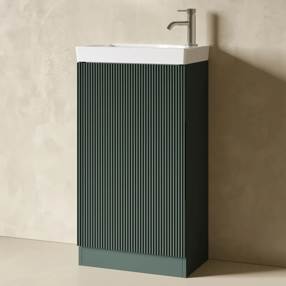 Drench Groove 460mm Fluted Floorstanding Cloakroom Vanity Unit & Basin