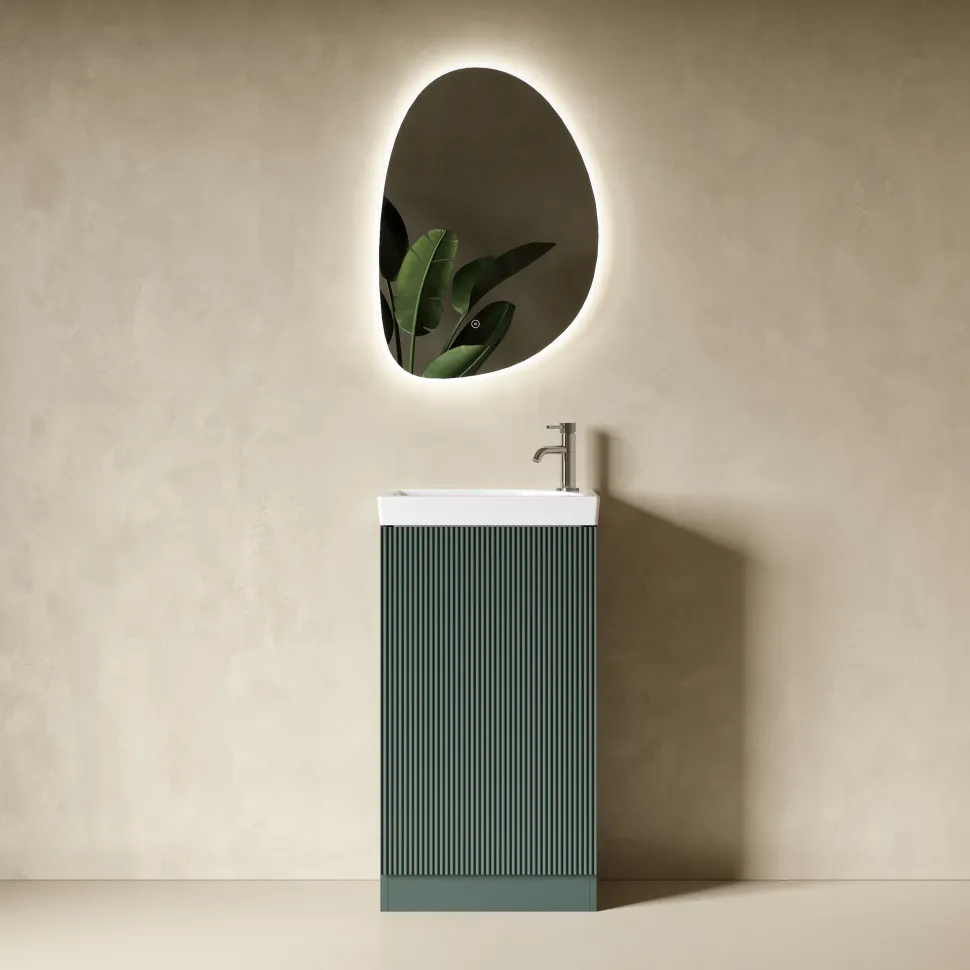 Drench Groove 460mm Fluted Floorstanding Cloakroom Vanity Unit & Basin