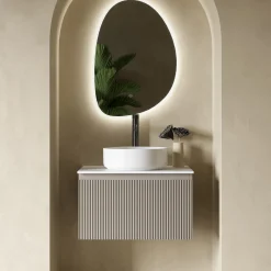Drench Groove 600mm Fluted Wall Hung Vanity Unit & Sintered Stone Countertop