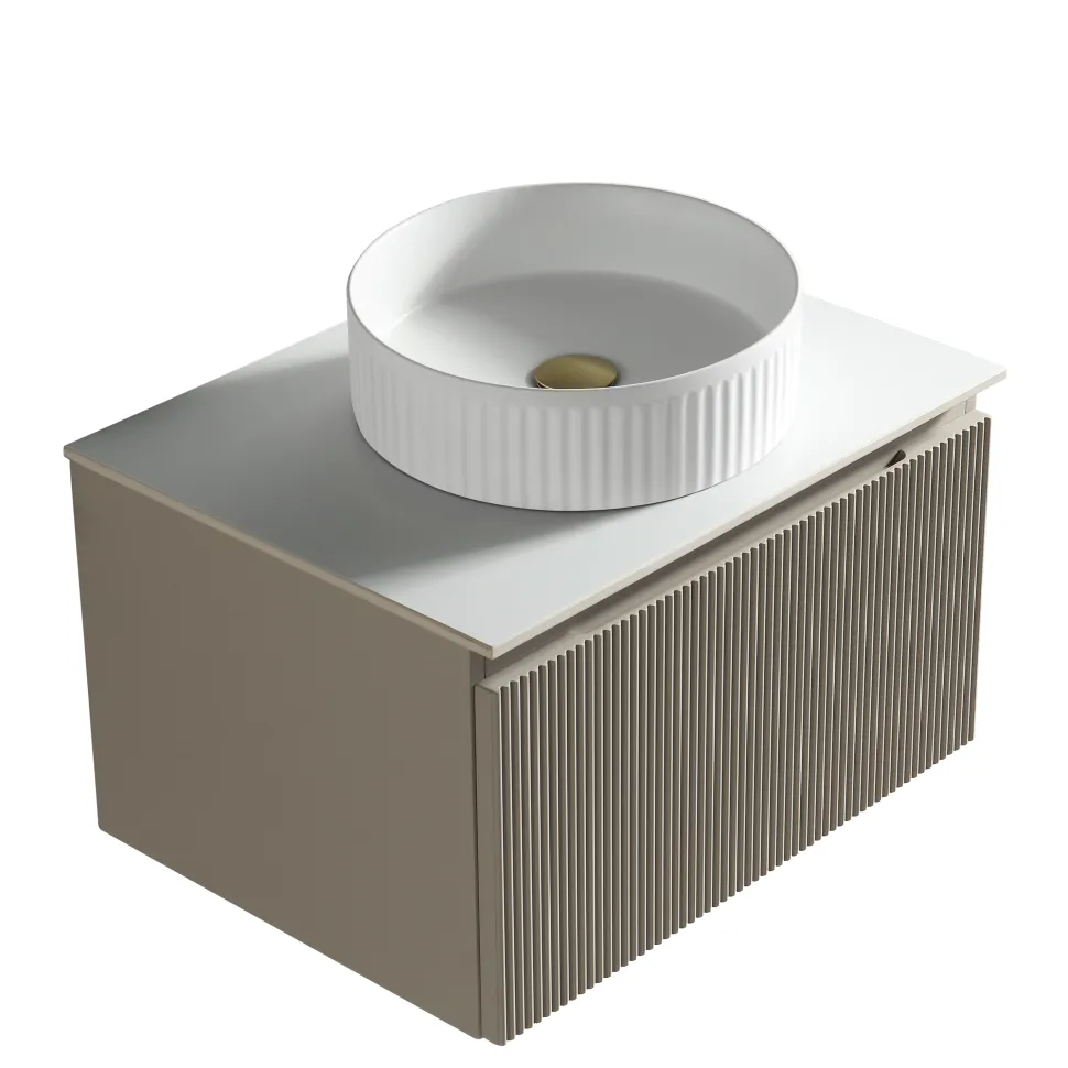 Drench Groove 600mm Fluted Wall Hung Vanity Unit & Sintered Stone Countertop