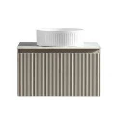 Drench Groove 600mm Fluted Wall Hung Vanity Unit & Sintered Stone Countertop