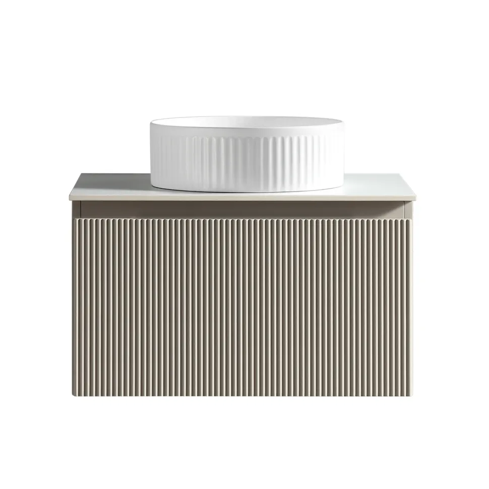 Drench Groove 600mm Fluted Wall Hung Vanity Unit & Sintered Stone Countertop
