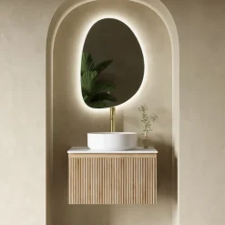 Drench Groove 600mm Fluted Wall Hung Vanity Unit & Sintered Stone Countertop