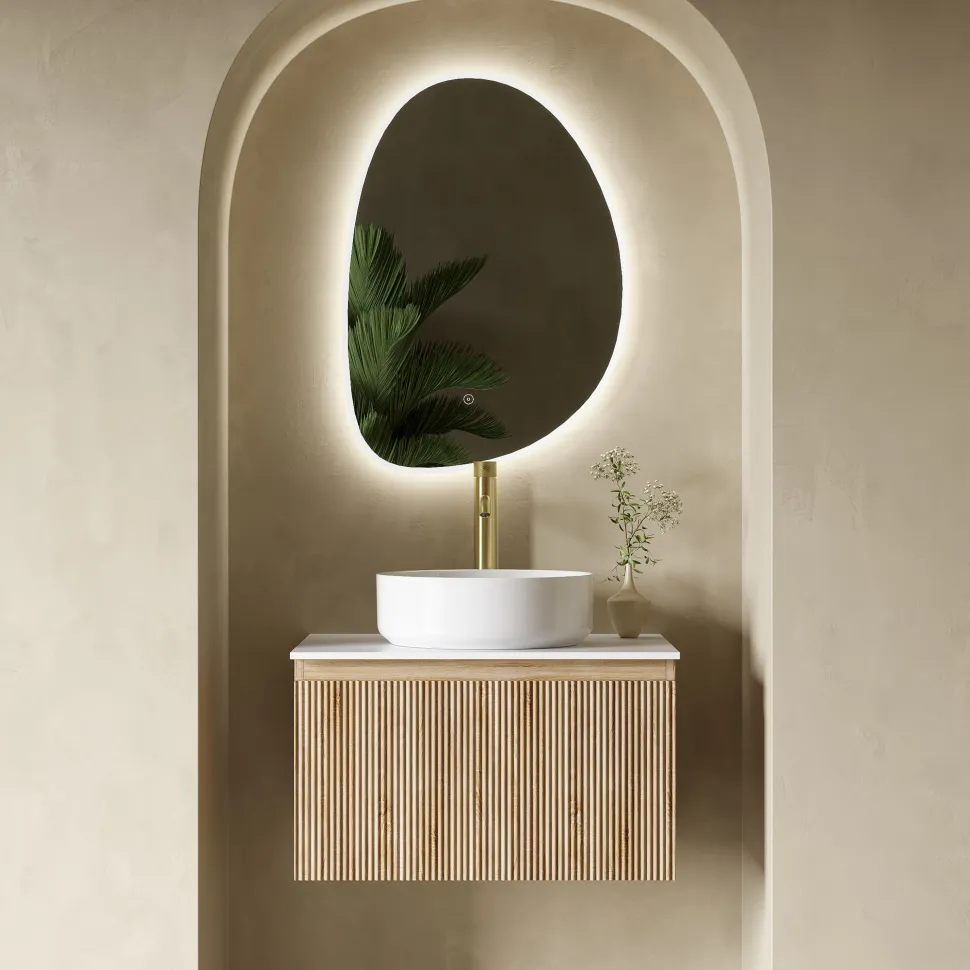 Drench Groove 600mm Fluted Wall Hung Vanity Unit & Sintered Stone Countertop