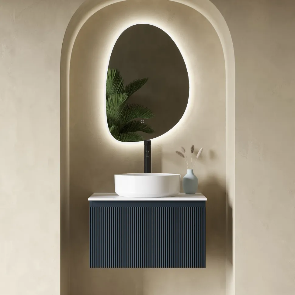 Drench Groove 600mm Fluted Wall Hung Vanity Unit & Sintered Stone Countertop