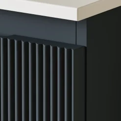 Drench Groove 800mm Fluted Wall Hung Vanity Unit with Open Shelves & Sintered Stone Countertop