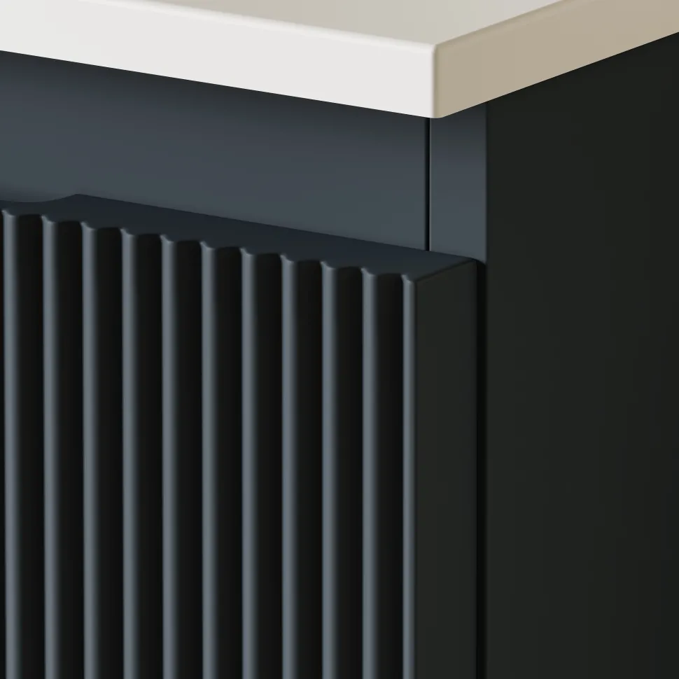 Drench Groove 800mm Fluted Wall Hung Vanity Unit with Open Shelves & Sintered Stone Countertop