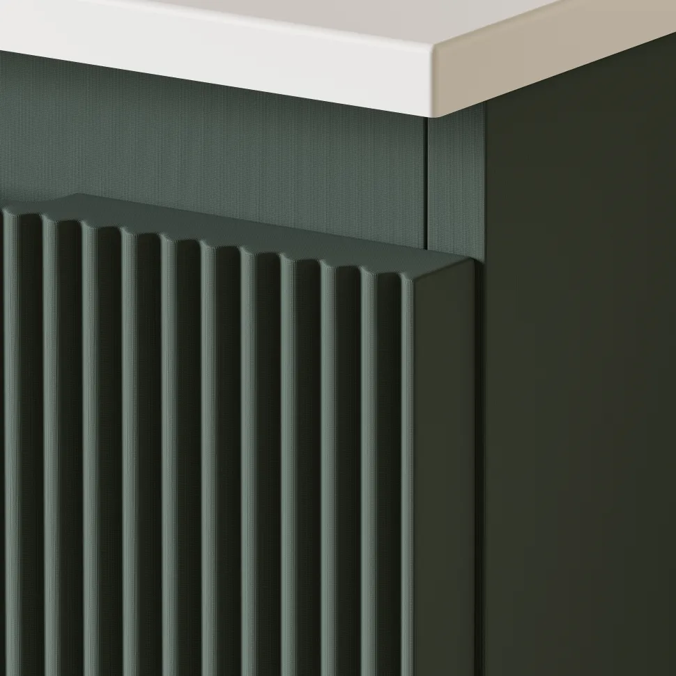 Drench Groove 800mm Fluted Wall Hung Vanity Unit with Open Shelves & Sintered Stone Countertop