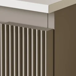 Drench Groove 870mm Fluted Wall Hung Curved Vanity Unit with Sintered Stone Countertop