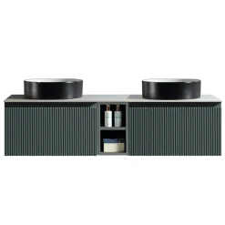 Drench Groove 1400mm Fluted Wall Hung Double Vanity Unit & Sintered Stone Countertop