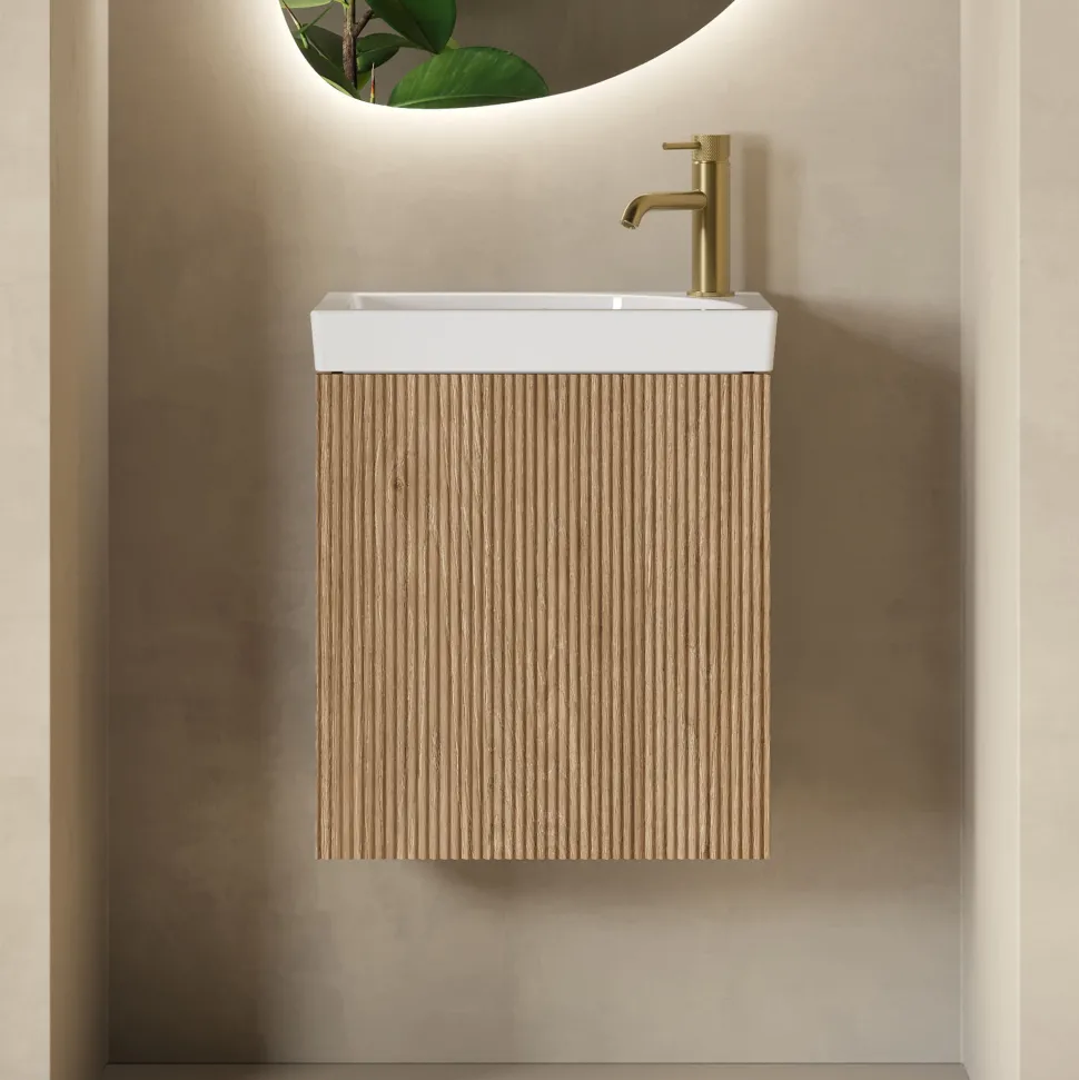 Drench Groove 460mm Fluted Wall Hung Cloakroom Vanity Unit & Basin