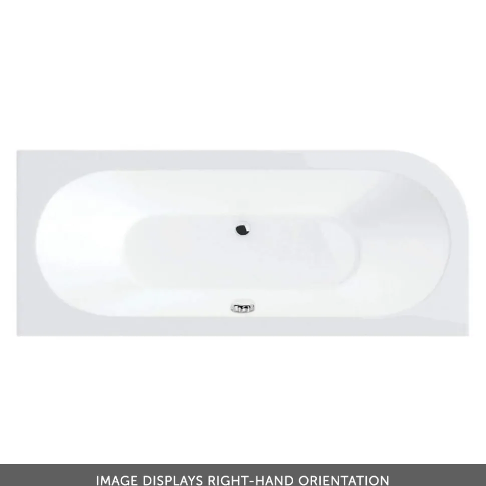 Drench J Shaped Double Ended Corner Bath & Front Panel - 1650 x 725mm