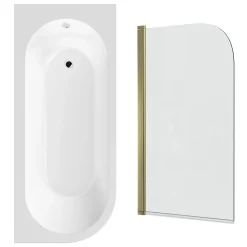 Drench J Shaped Shower Bath with Panel & Shower Screen
