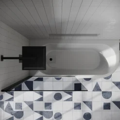 Drench J Shaped Shower Bath with Panel & Shower Screen