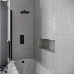 Drench J Shaped Shower Bath with Panel & Shower Screen